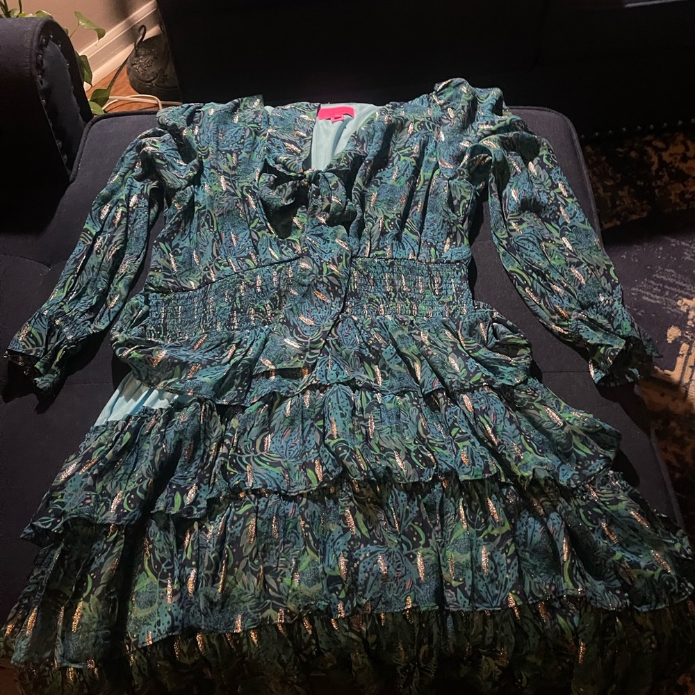 Lilly Pulitzer dress in  Navy tide Catty Purrsonality! Size 16 ! - Picture 3 of 8